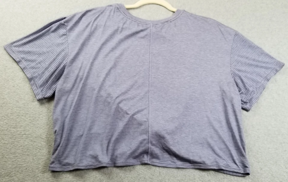 Top corto Zella para mujer extra grande XL azul negro a rayas manga corta gimnasio entrenamiento Foto 4 de 4