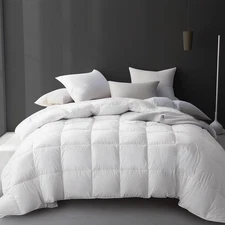 Hotel Grand Luxury White Goose Feather down Fiber Comforter Queen Size, 100% Cot