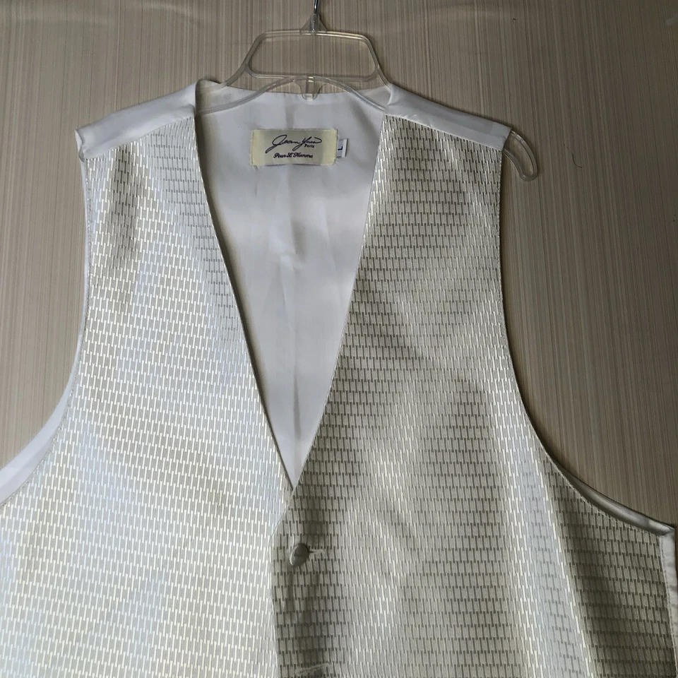 Vest Mens Large White and Silver   Geometric Dress Tux Tuxedo Suit Formal - Image 3 of 4