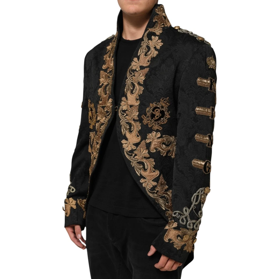 DOLCE & GABBANA Jacket Black Brocade Embroidery Men Coat IT54/US44/XL 20250usd - Image 2 of 4