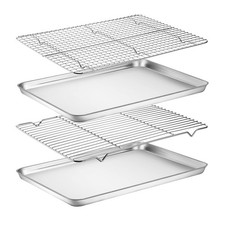 Baking Sheet with Rack Set, Set of 4 2 Sheets  2 Racks , Stainless Steel Co...
