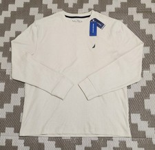 Nautica Men's Beige Knit Long Sleeve Pajama Top M Lightweight Pullover