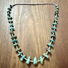 Southwestern Native American Kingman Turquoise Heishi Bead Necklace 24.75  