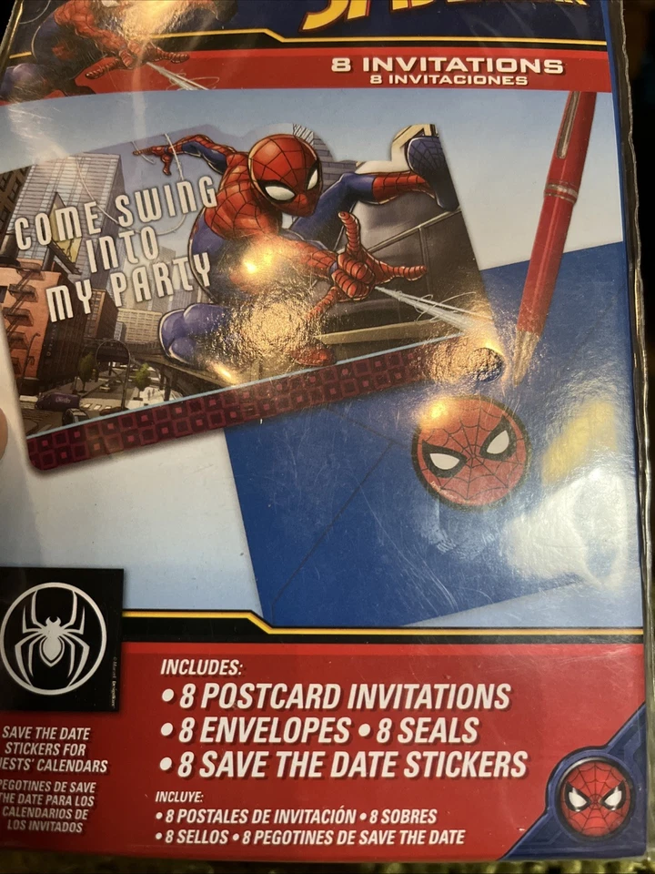 Marvel Superhéroe SPIDERMAN INVITACIONES Fiesta de Cumpleaños Invitaciones (8 Tarjetas) ¡Nuevo! Foto 2 de 4