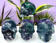 Venta al por mayor Lote 4 piezas Calavera Cristal Fluorita Arco Iris Natural Energía Curativa