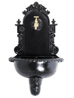 Brunnen Wandbrunnen Aluminium Waschbecken Im Nostalgie Schwarz Antik-Stil 72Cm