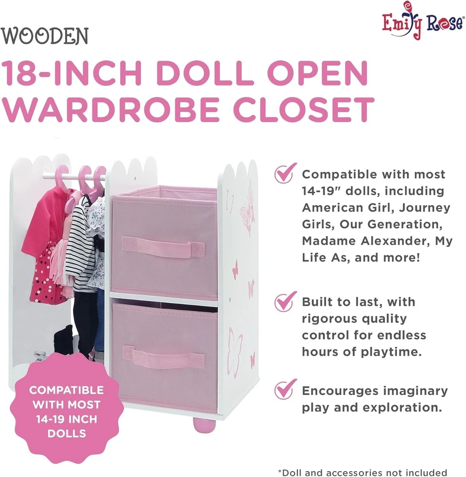 Armario para muñecas con perchas y contenedores - Colección Mariposa Foto 4 de 4