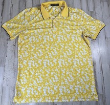 G/Fore Men's Medium FLYY Yellow Blossom Rib Collar Tech Jersey Polo MSRP 120