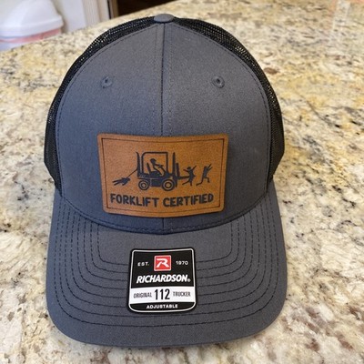 Funny Fork Truck Certified Leatherette patch on Richardson  112 Snapback Hat Cap