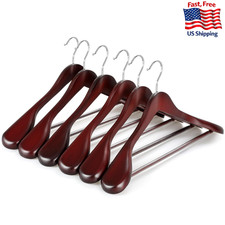 TOPIA HANGER Wide Shoulder Wooden Suit Hangers Non-Slip Pants Bar 360  Swivel Ho