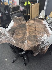 Brown White Premium Faux Cowhide Rug Abstract Country Style Living Room Bedroom
