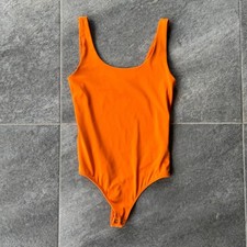 Express Body Contour Women's Scoop Neck Tank Bodysuit Size Small Orange