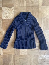 Maison Martin Margiela x H M Navy Blue 100 Wool Shawl Collar Sweater RARE 