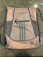 Adidas Alliance II Sackpack Drawstring Gym Bag Pink Gray Mesh Pockets Backpack