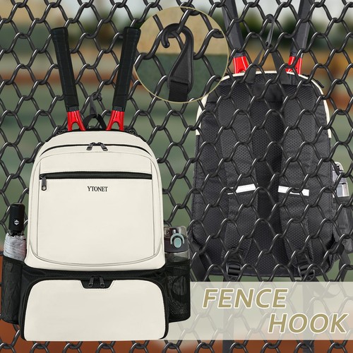 Ytonet Tennis Bag Backpack for Women Men 2 Rackets with Large, Beige - Picture 6 of 6