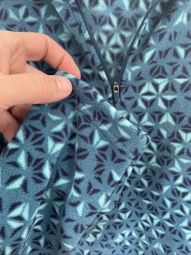 Lands End Pullover Damen Größe XLT 18 mittelblau 1/4-Reißverschluss geometrisches Fleece - Bild 5 von 8