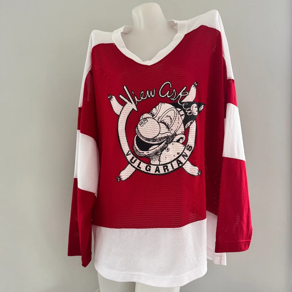 1990-е винтажная хоккейная сетчатая футболка VIEW ASKEW Vulgarians No37 сетка Kevin Smith Clerks L - Изображение 2 из 4