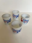 Vintage set of 4 TERMOCRISA Milk Glass Stackable Mugs D Handle Mid Century Kitch
