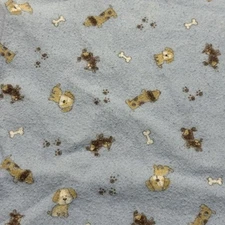 Carter's Blue Puppy Dog Baby Receiving Blanket Tan Brown Bone Paw Print Flannel