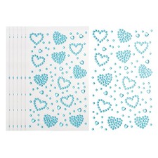 6Sheets Heart Gem Sticker, Face Gem Stickers, Blue