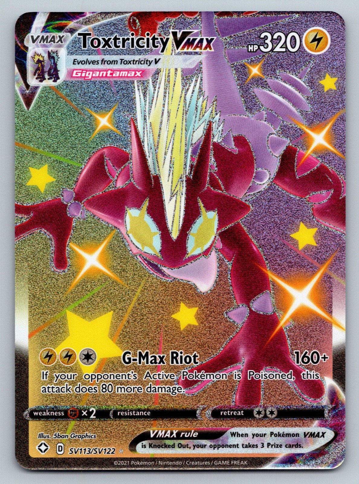 Toxtricity Vmax SV113/SV122 - Shining Fates: Shiny Vault - FA Shiny Rare (NM)