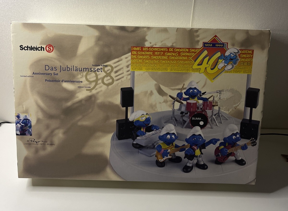 OVP Schleich Die Schlümpfe Musikband mit Bühne 40 Jahre 1998