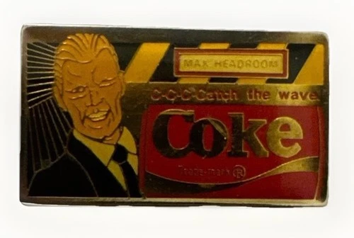 Vintage Coca-Cola “Catch the Wave” Enamel Pin Max Headroom Advertising Promo