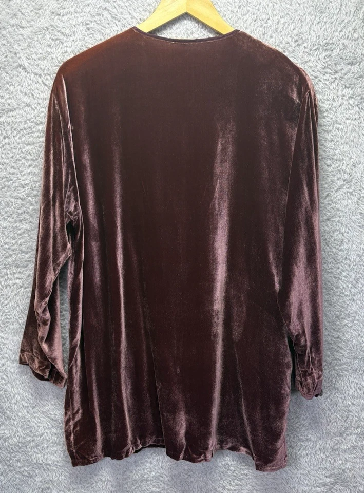 DOSA Velvet Velour Silk Blend Button Top Size 2 Medium Mauve Luxury Lagenlook - Image 2 of 4