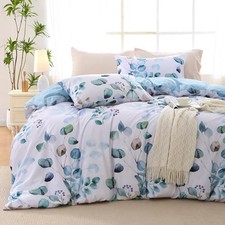 Duvet Cover Queen Size, Queen(90"x90") 04 - Blue Flower (No Comforter)