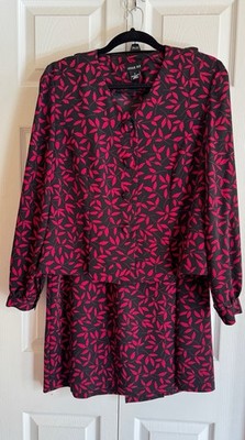 Vintage 90s Adrianna Papell Women's Floral Silk Pencil Skirt Set 8Petite Career