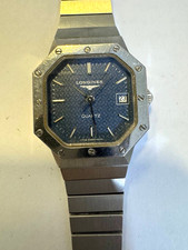 Orologio Longines Donna Ottagonale Acciaio Inox Quarzo Quadrante Blu Data