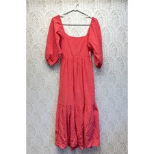 Billabong Dream Chaser Dress Women XS Pink Maxi Puff Sleeve Cutout NWT