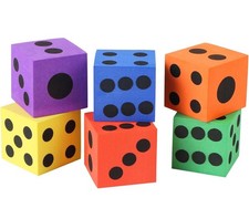 Foam Dice Set - Bulk Pack of 12, 1.5 Inch Large Assorted Colorful Foam Dice C