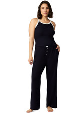 Gap Women's Ribbed Mid-Rise Lounge Pajama Pants, Navy, XL