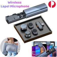 Wireless Lapel Microphone Magnetic Mic Noise Cancelling Portable iPhone Android