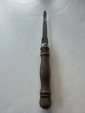 Fiesta Curved Stainless Double Sided Serrated Grapefruit Knife Wood Taiwan 3.75”