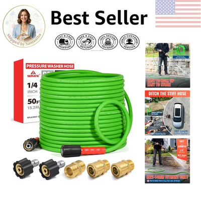 #ad #ad Super Flexible 50FT Pressure Washer Hose 3200 PSI with Quick Connect Adapters $55.99
