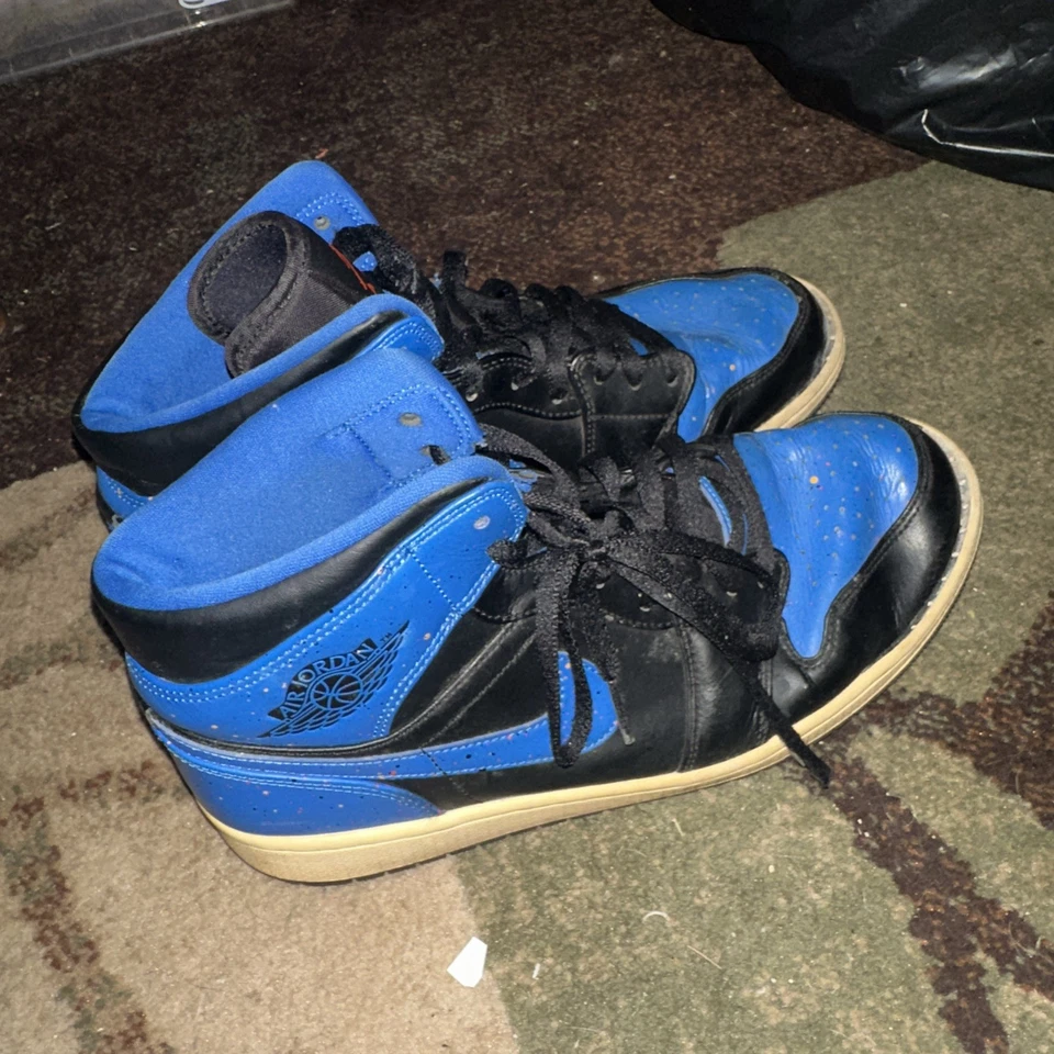 Nike Air Jordan 1 Mid Royal Paint Splatter 2018 Size 10 554724-048 Sneakers - Image 3 of 4