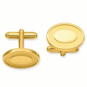 Authentic Kelly Waters Gold-plated Oval with Engravable Area Cuff Links QKW608