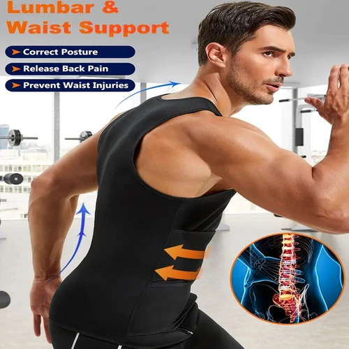 Herren Body Shaper Taillentrainer Sauna Schweiß Tank Bauch Fettverbrennung Shapewear - Bild 3 von 23