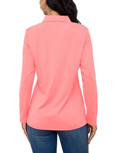 Women's Golf Shirts Lightweight UPF50+ Long Sleeve UV Protection Polo Shirts US - Picture 2 of 61