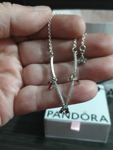 Pandora Authentic Brand New Sterling Silver Ruby Bars Adjustable Bracelet 8 In - Picture 5 of 13