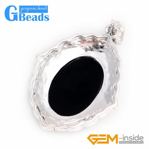 Box Chain Jewelry For Women Oval Beads Marcasite Siver Pendant 26x42mm - Picture 29 of 34