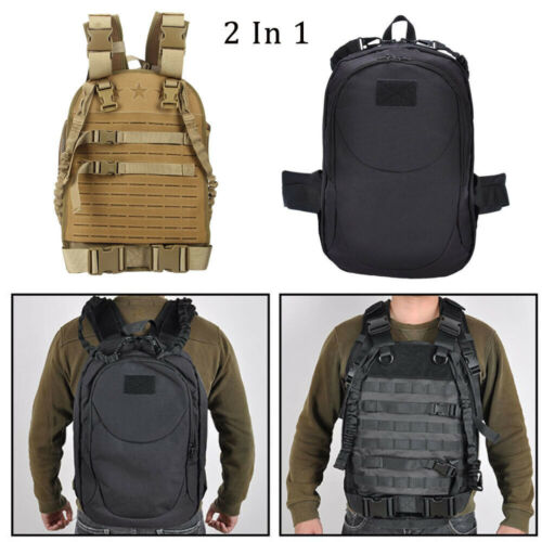 2in1 Taktische Weste Rucksack Militär SWAT Polizei Airsoft Jagd Kampf Angriff - Bild 1 von 16