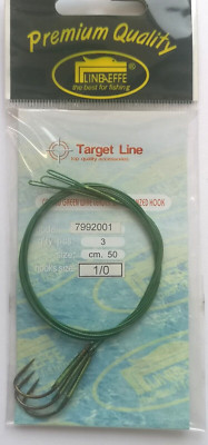 LINEAEFFE Steel Cable with Hook Size 1/0 - 50 cm - 3 Pieces Pike Greenhouse FA13
