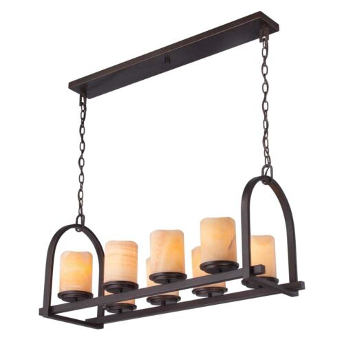 Luce a Sospensione Lampada Sala Pranzo Plafoniera Onice Kerzen-Design Bronzo
