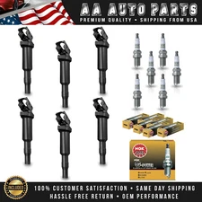 6 Ignition Coil & 6 NGK Platinum Spark Plug for BMW X5 X3 2004-2006 3.0L UF592