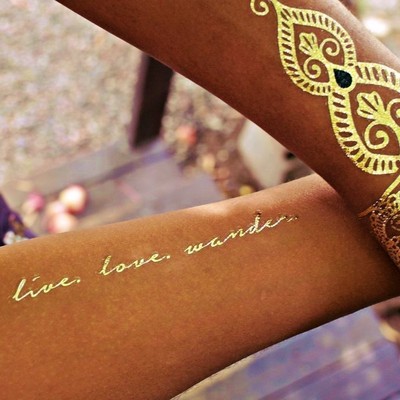 Metallic Gold Silver Flash Temporary Live Love Wander Mandala Henna Tattoo Ebay