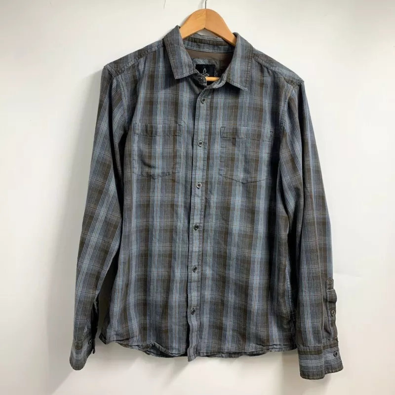 prana holton organic cotton button up long sleeve shirt