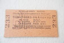 Stratford on Avon GWR Railway Train Ticket